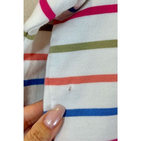 Woolovers Striped Organic Cotton Half Zip Sweatshirt Women's Crewneck Large - Picture 9 of 15